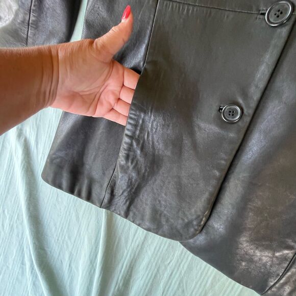 Vintage Jones New York Leather Jacket/Blazer Womens XL Black Retro Classic - Picture 7 of 13